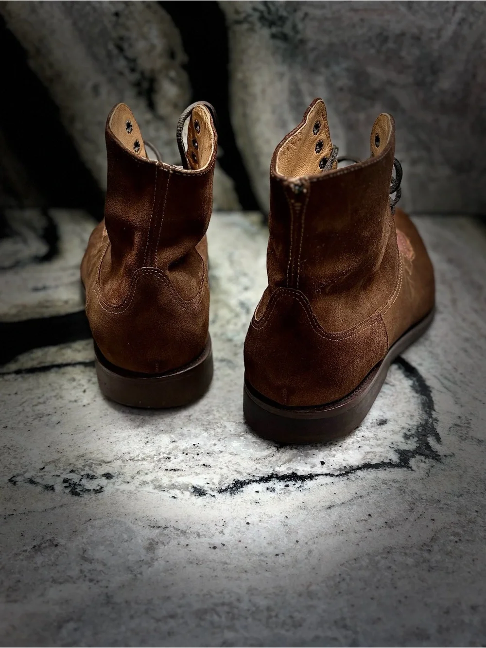 Santoni Italy Brown Suede Leather Two Tone Lace Up Boots Men’s UK 9.5 US 10.5
